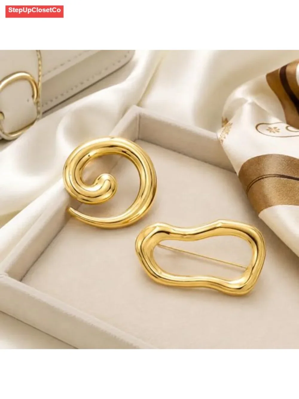 Chunky Spiral Brooch for Women Statement Pin
